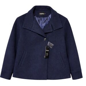 Chartou Navy Wool Blend Peacoat Jacket Women’s M Classic Button Coat Workwear